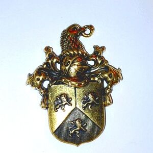 Renaissance Heraldic Shield Brooch ~ VINTAGE Designer Coat of Arms Crest